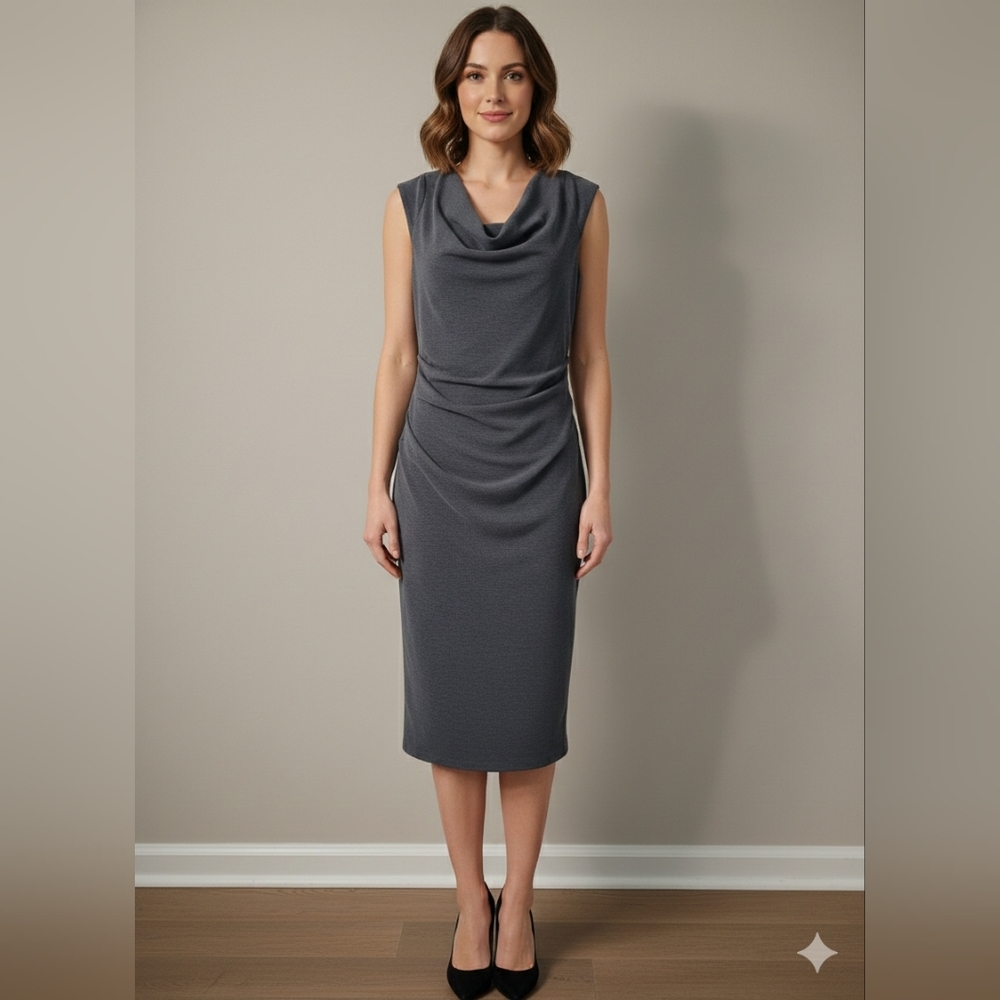 White House Black Market Charcoal Midi Dress